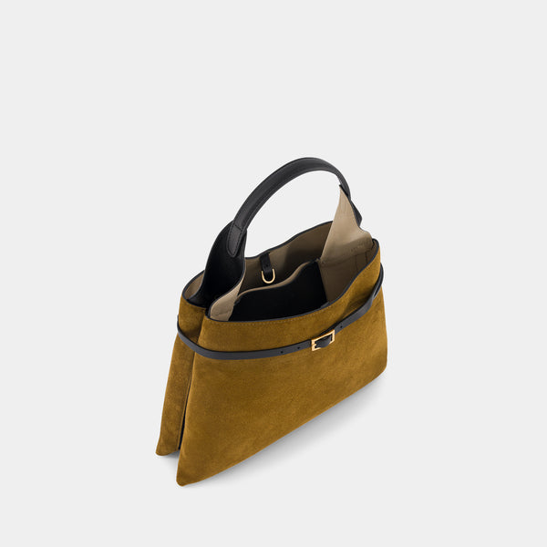 Ree Projects TOTE CLARE MINI - SUEDE SOFT CALF - MUSTARD BLACK