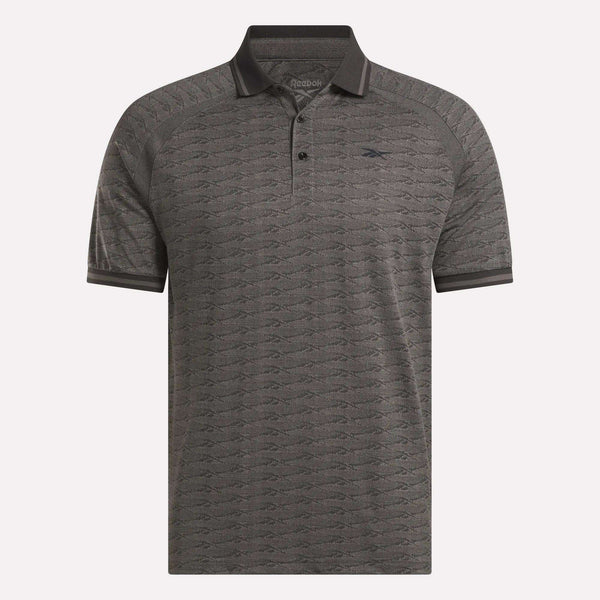 Reebok Classics Men's Short Sleeve Tonal Vector Jacquard Polo Shirt With Tipped Rib Trim