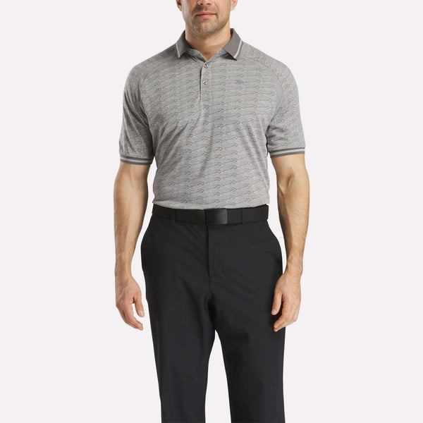 reebok classics Men's Short Sleeve Tonal Vector Jacquard Polo Shirt with Tipped Rib Trim