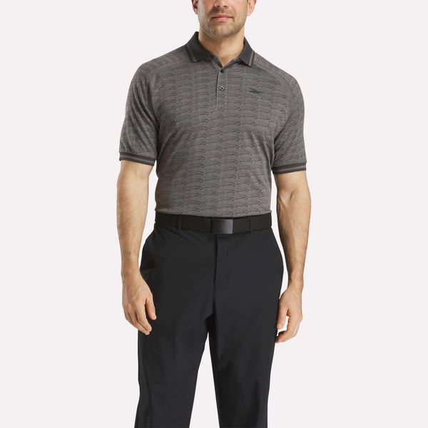 reebok classics Men's Short Sleeve Tonal Vector Jacquard Polo Shirt with Tipped Rib Trim