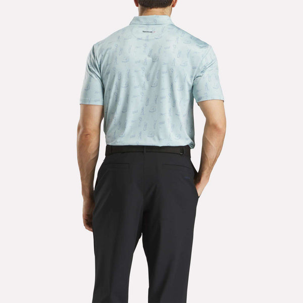 Reebok Classics Short Sleeve Tournament Etching Print Polo Shirt