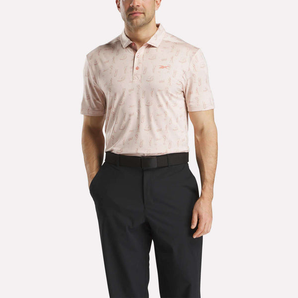 reebok classics Short Sleeve Tournament Etching Print Polo Shirt