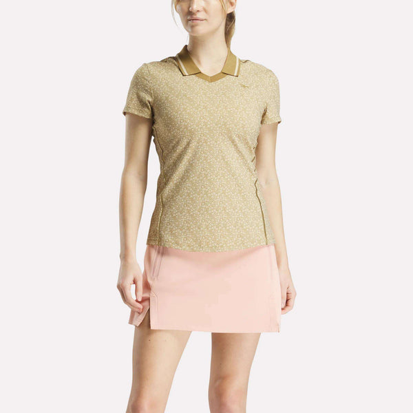 reebok classics Women's Cap Sleeve Johnny Collar Micro Floral Polo Shirt