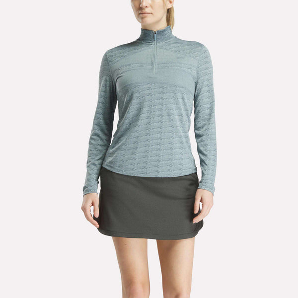 reebok classics Women's Long Sleeve Engineered Vector Jacquard 1/4 Zip Golf Pullover Top
