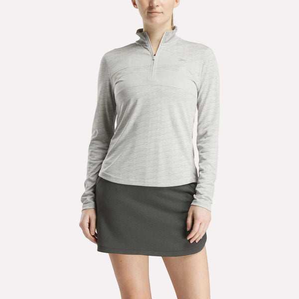 reebok classics Women's Long Sleeve Engineered Vector Jacquard 1/4 Zip Golf Pullover Top
