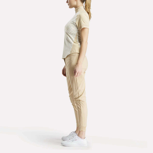 Reebok Classics Women's Short Sleeve 1/4 Zip Mini Argyle Print Top