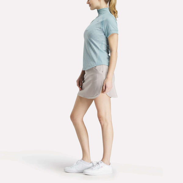 Reebok Classics Women's Short Sleeve 1/4 Zip Mini Argyle Print Top