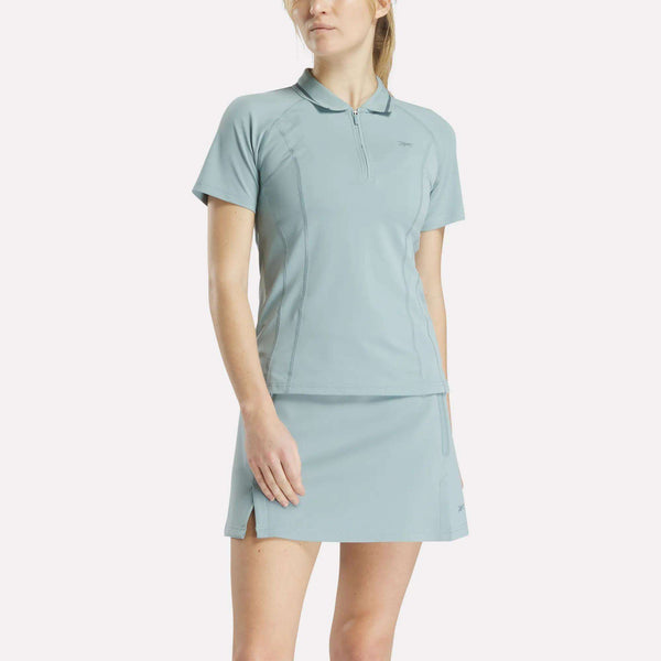 reebok classics Women's Short Sleeve Zip Bodycon Golf Polo Shirt