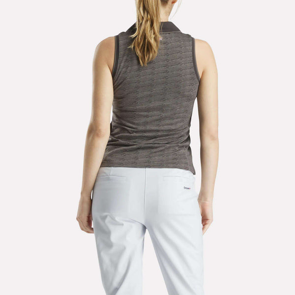 Reebok Classics Women's Sleeveless Tonal Vector Jacquard Golf Polo Shirt
