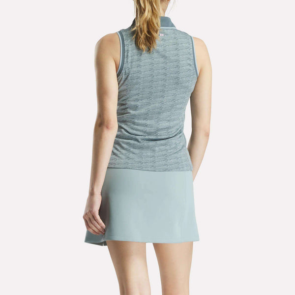 Reebok Classics Women's Sleeveless Tonal Vector Jacquard Golf Polo Shirt