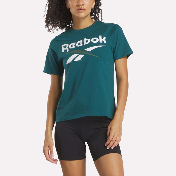 reebok classics Women's Two-Color Logo Crew Short Sleeve Tee