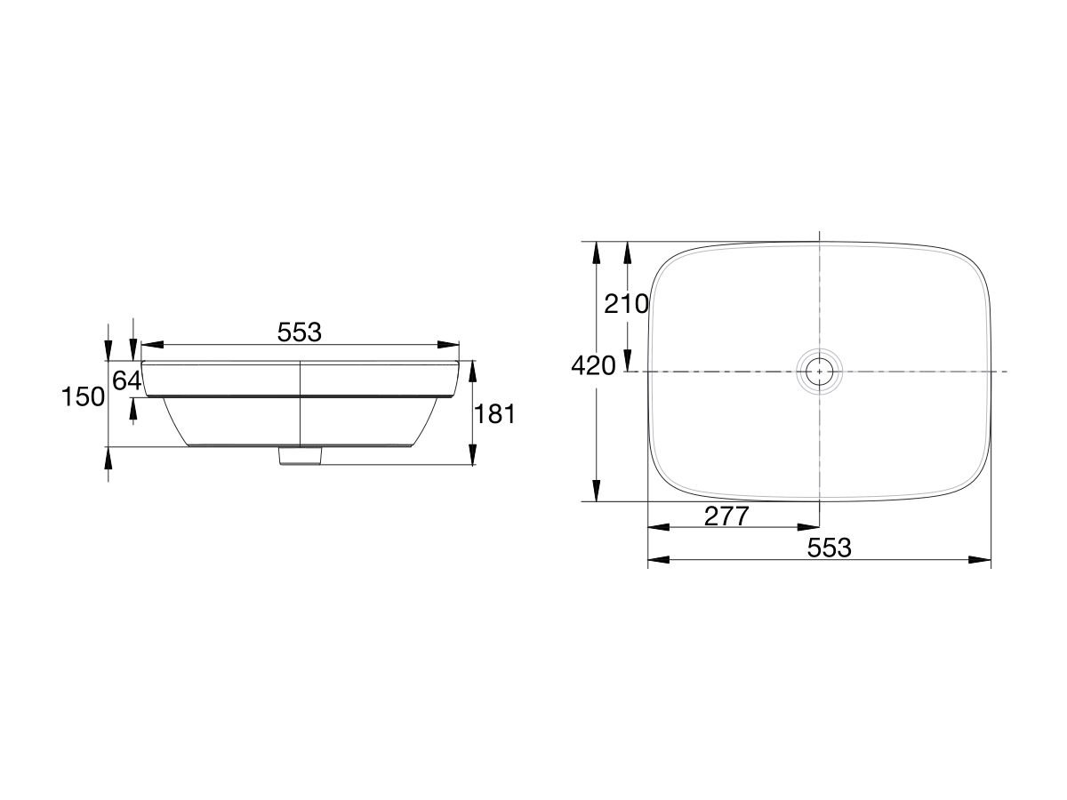 Reece American Standard Cygnet Semi Inset Basin 553mm White