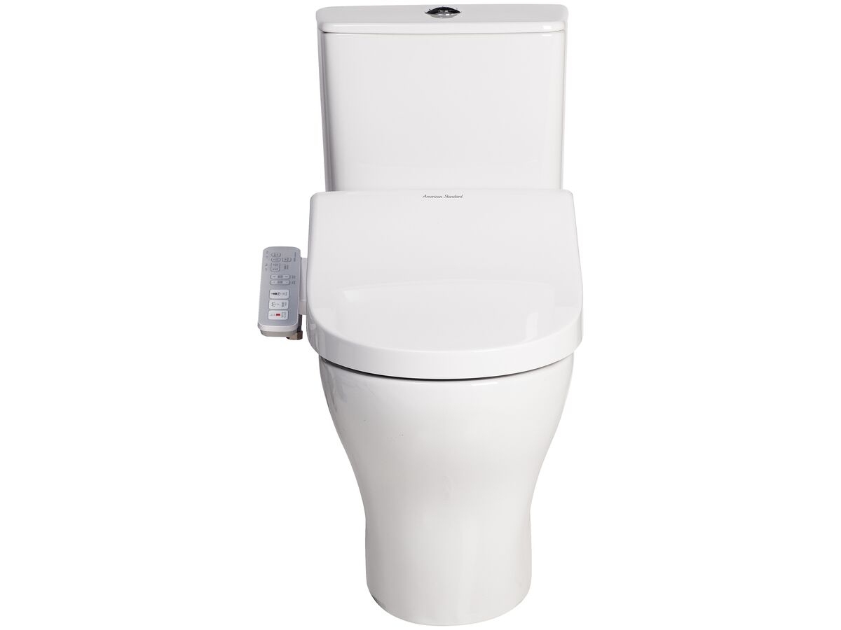 Reece American Standard Cygnet Square Hygiene Rim Close Coupled Back To Wall Bottom Inlet Toilet Suite With Spalet E-Bidet Seat White (4 Star)