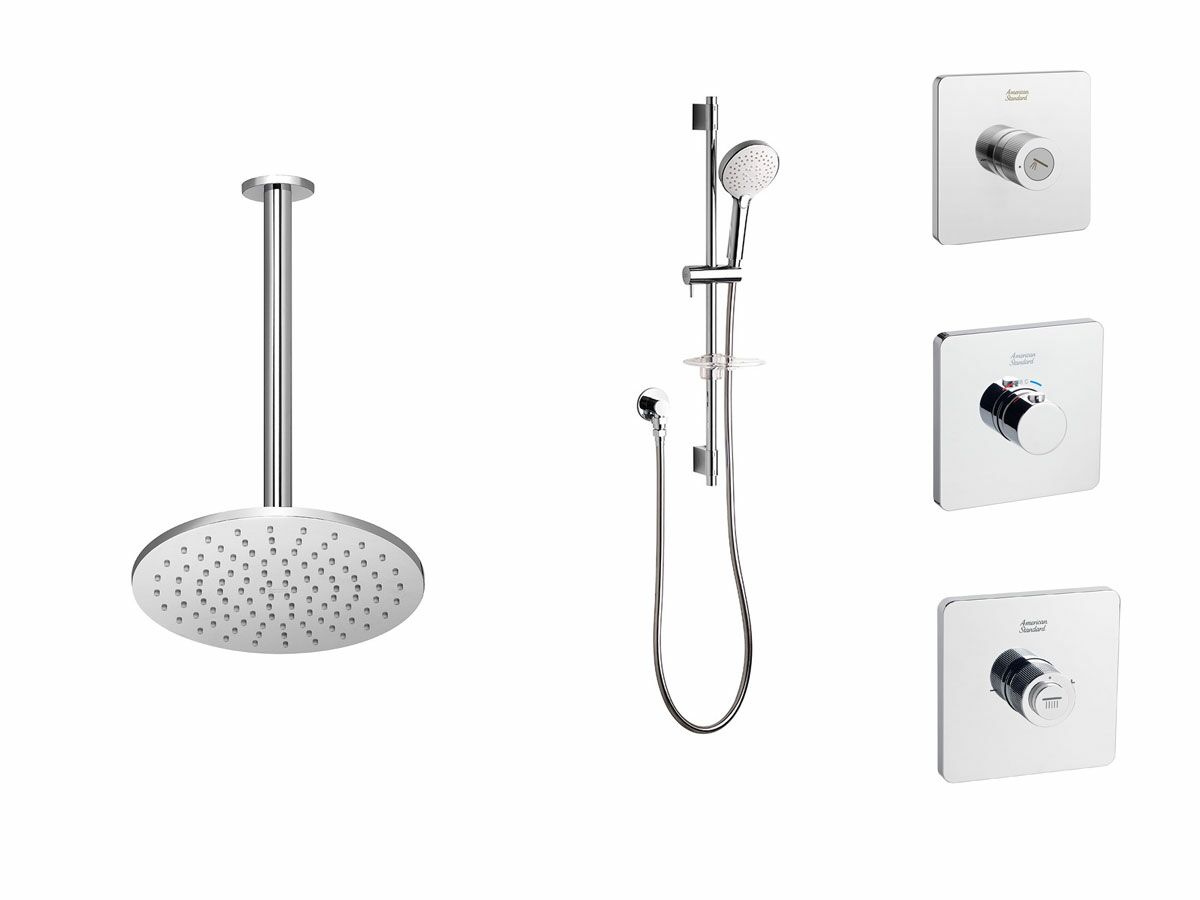 reece American Standard EasySET Thermo Controller Cygnet Round Overhead Rail Shower Chrome (3 Star)