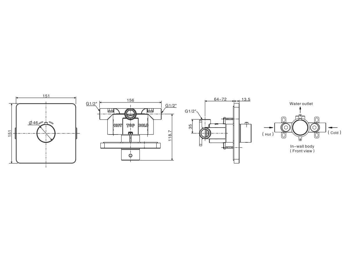 Reece American Standard EasySET Thermostatic Mixer Tap Chrome