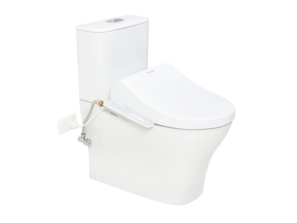reece American Standard Signature Hygiene Rim Close Coupled Back to Wall Bottom Inlet Toilet Suite with SpaLet E-Bidet Seat (4 Star)