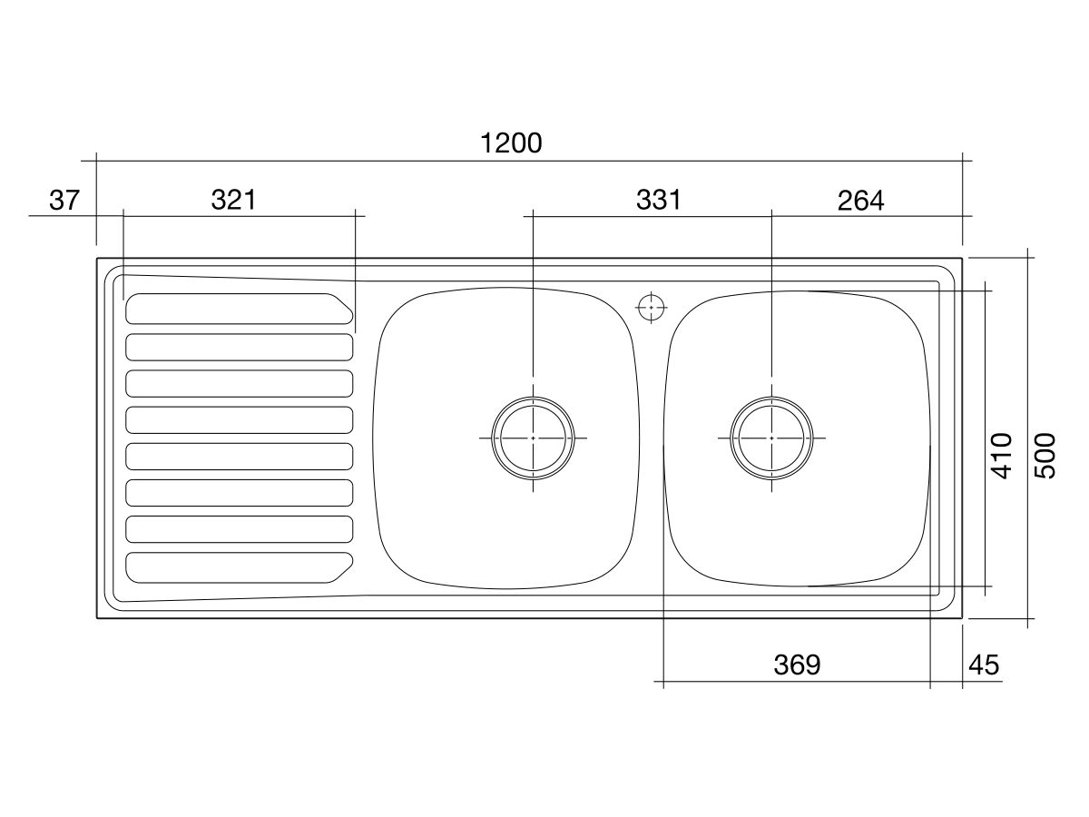 Reece Base MK2 Double Bowl Sink 1200mm 1 Taphole Right Hand Bowl Stainless Steel