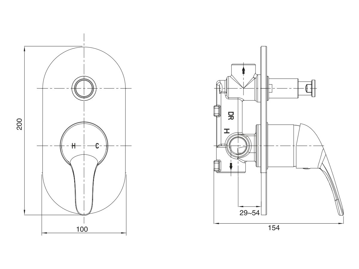 Reece Base MK2 Shower Mixer Tap With Diverter Chrome