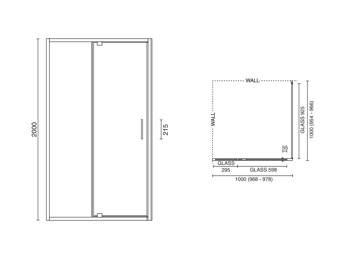 Reece Base MK2 Shower Screen 1000mm X 1000mm Chrome