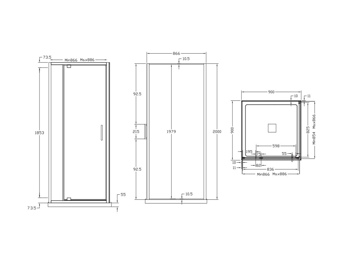 Reece Base MK2 Shower System With Centre Outlet 900mm X 900mm White & Chrome