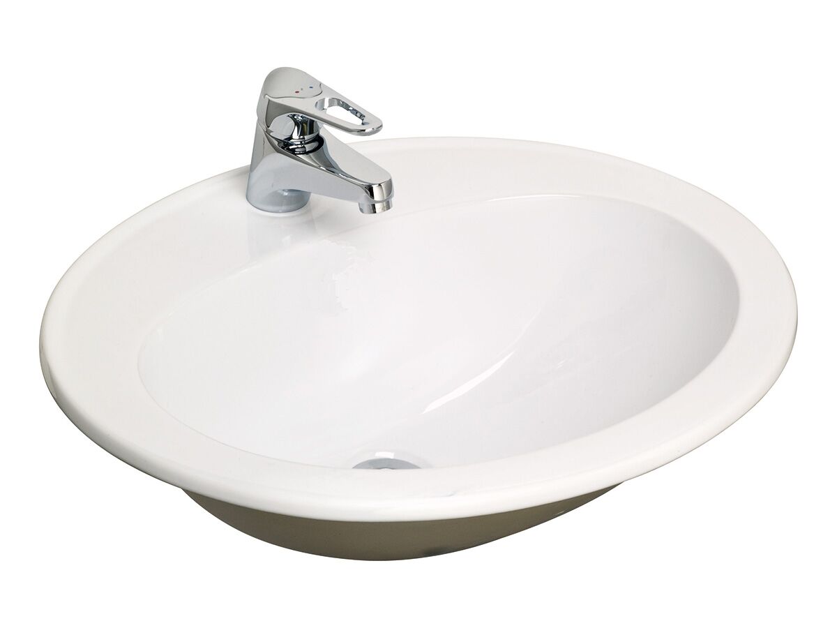 reece Base Vanity Basin with Front Overflow 1 Taphole 540 x 445mm White