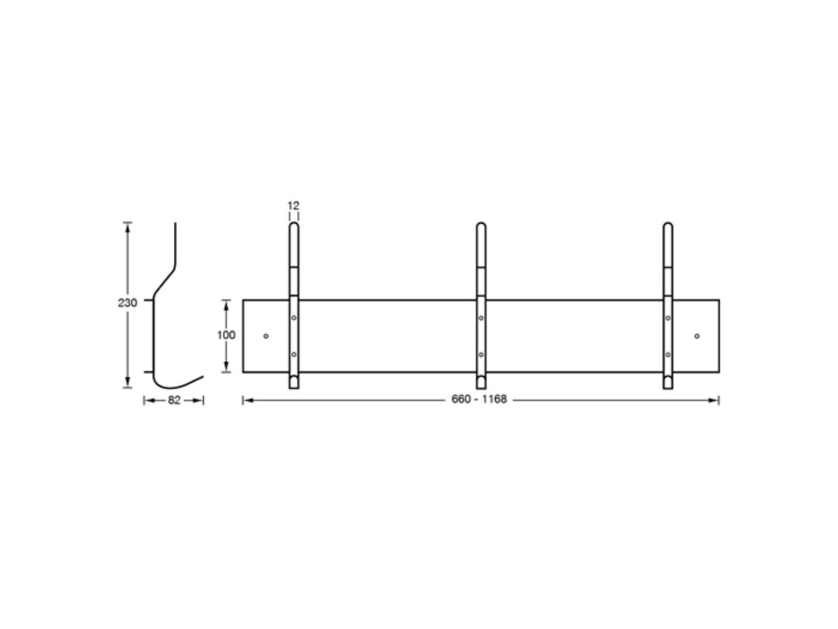 Reece Britex 600mm Stainless Steel Utility Hook Strip