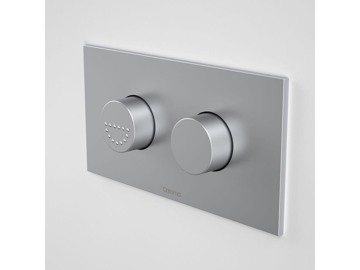 reece Caroma Invisi II Care Round Dual Flush Button/Plate Satin Chrome