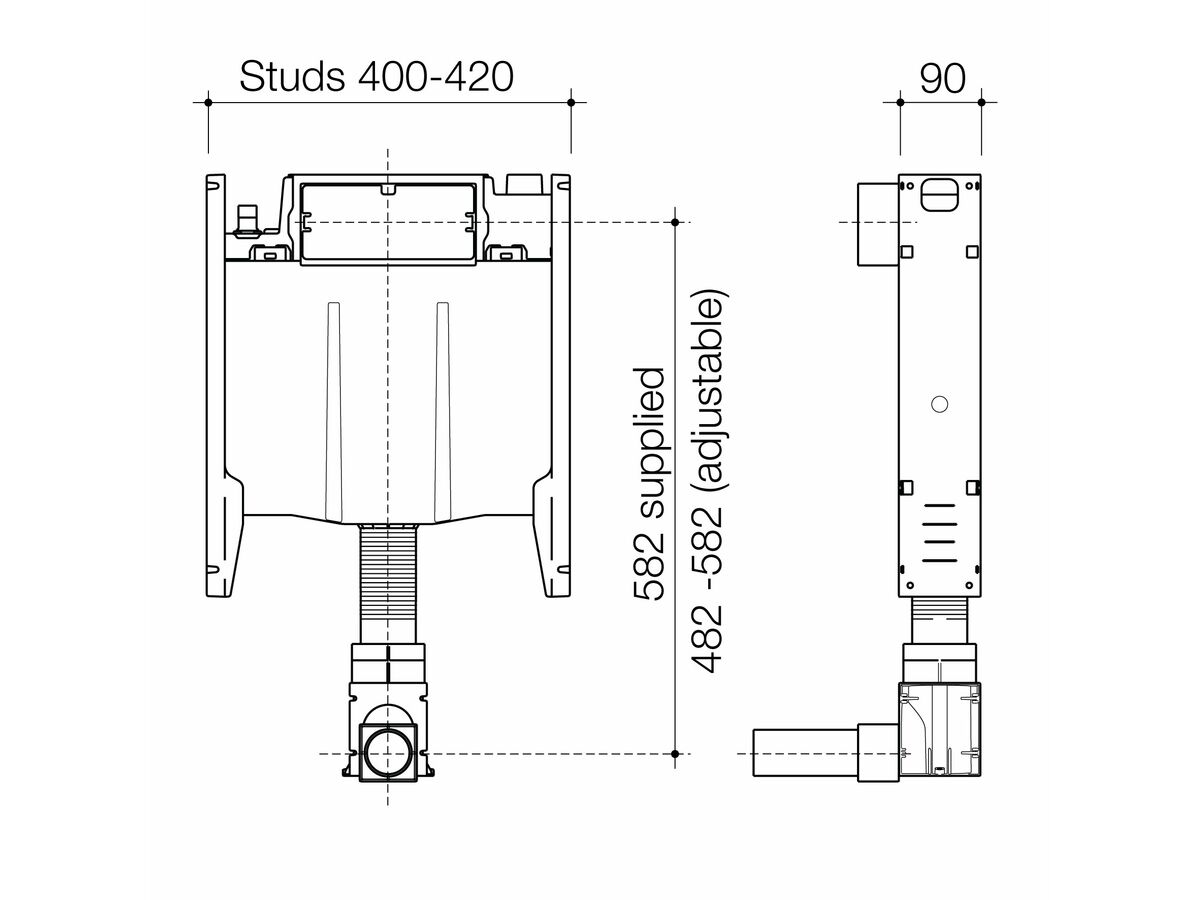 Reece Caroma Invisi II Inwall Cistern With Adjustable Flush Pipe (4 Star)