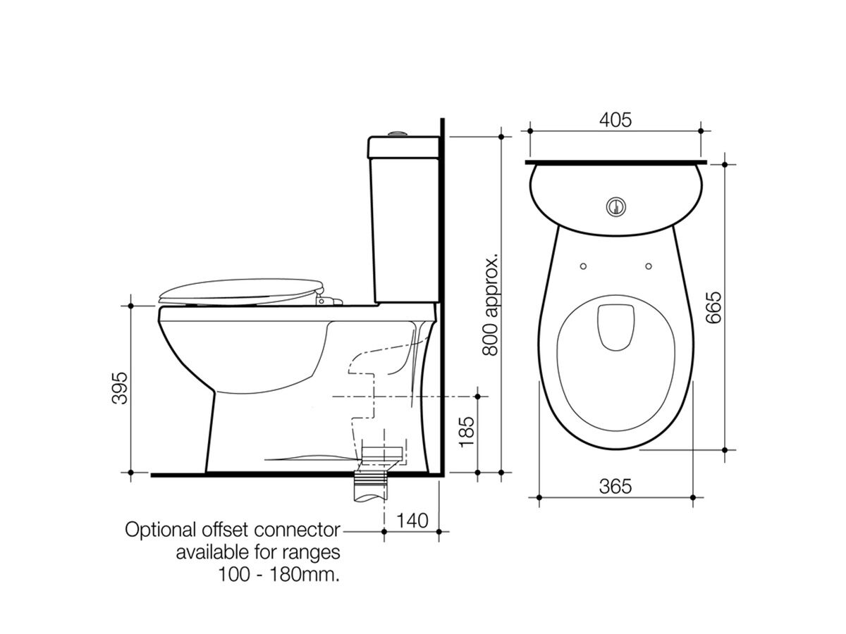 Reece Caroma Profile II Close Coupled S Trap Bottom Inlet Toilet Suite Soft Close Seat White (4 Star)