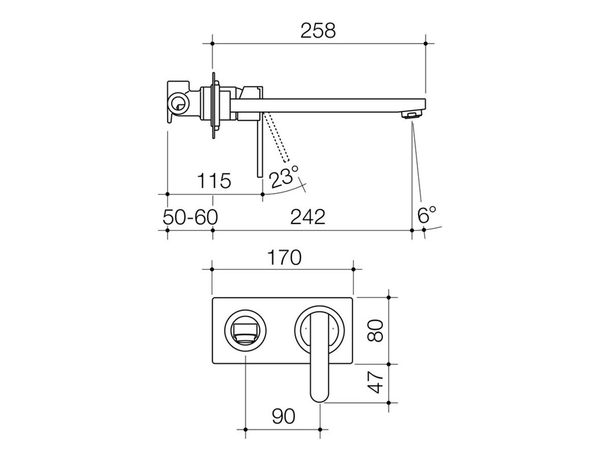 Reece Caroma Saracom Wall Bath Mixer Tap 240mm Chrome