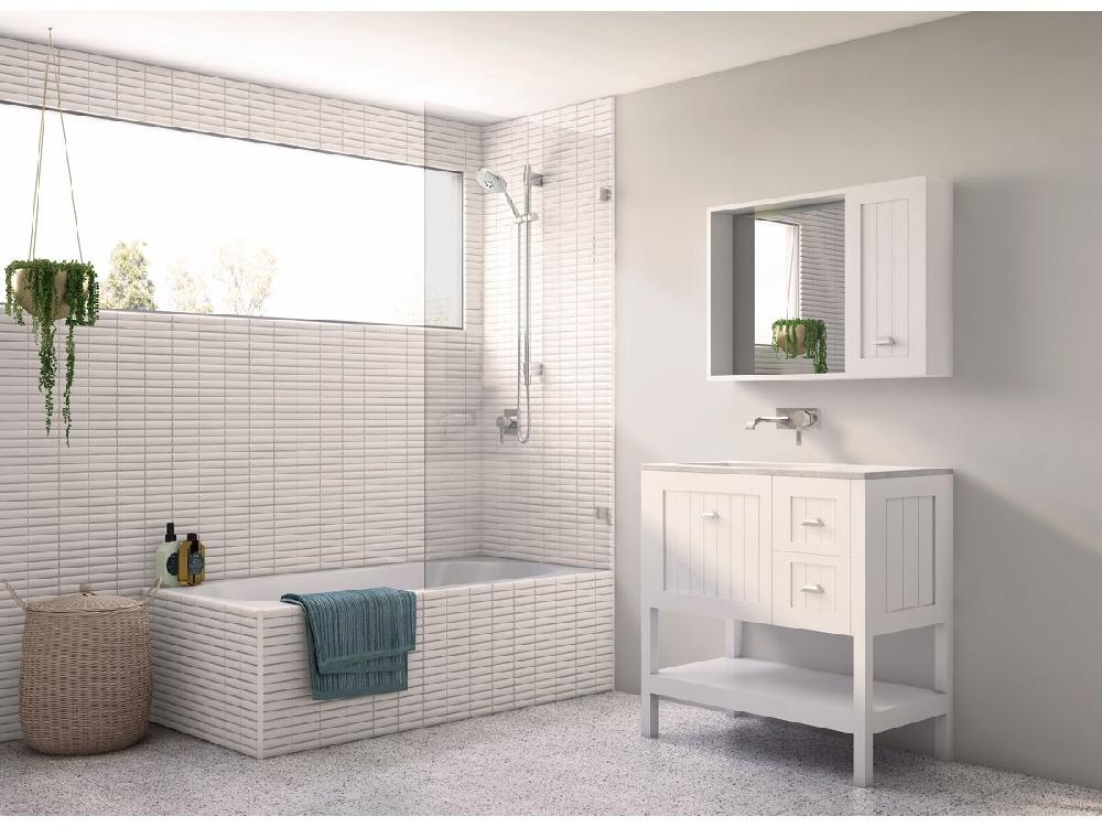 Reece Creative Glass Frameless Fixed Bath Panel 1600 X Front 801-1000 Panel Polished Chrome Hardware