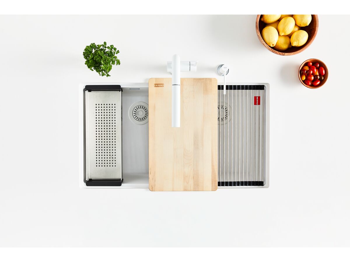 Reece Franke City Fragranite Double Bowl 360mm Bowl + 360mm Bowl Undermount Sink Polar White