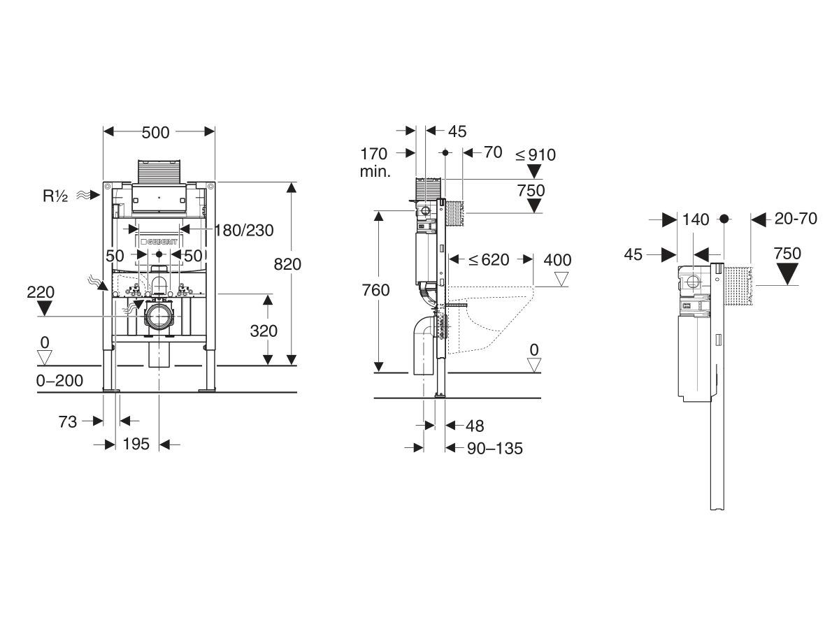 Reece Geberit Omega Undercounter Cistern With Frame - Wall Hung (4 Star)