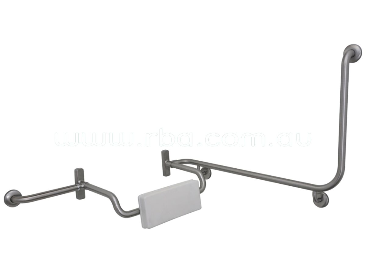 reece Grab Rail Left Hand with Poly Backrest 90 Degrees Stainless Steel