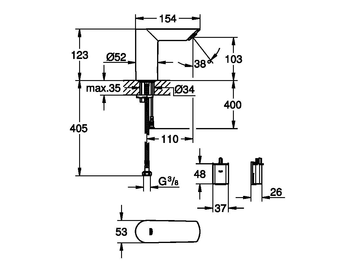 Reece Grohe Bauedge Cosmopolitan E Sensor Tap Chrome (6 Star) Lead Free