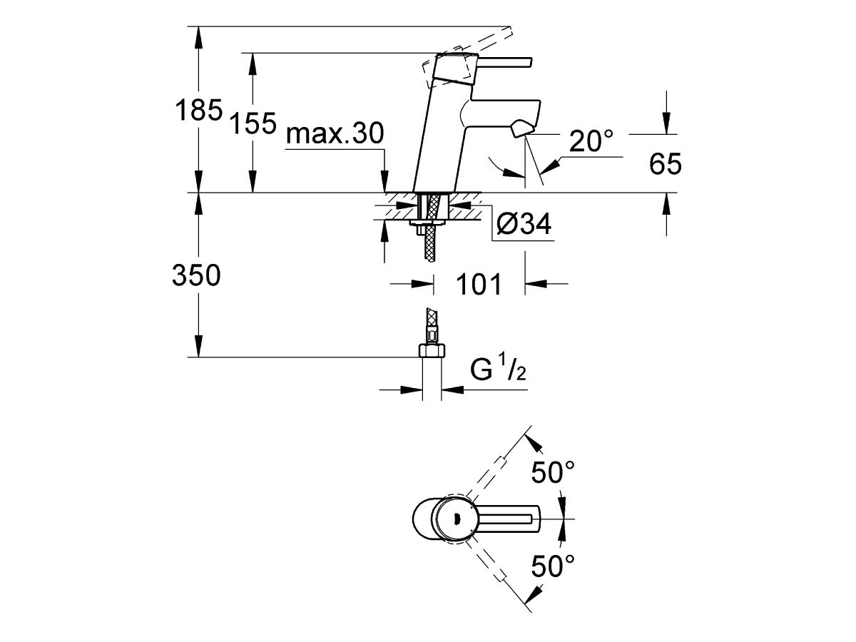 Reece GROHE Concetto Basin Mixer Tap Chrome (5 Star) Lead Free