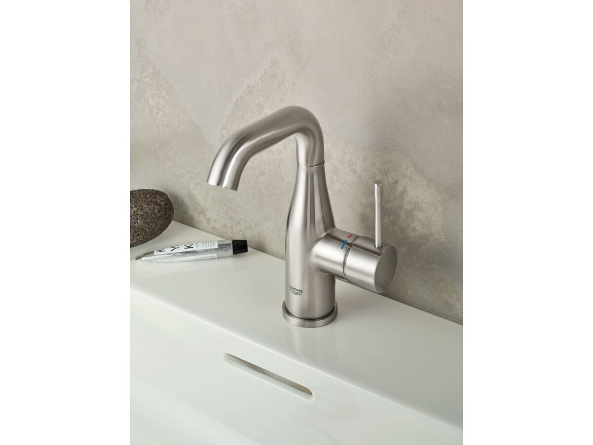 Reece GROHE Essence New Gooseneck Basin Mixer Tap Brushed Nickel (5 Star)