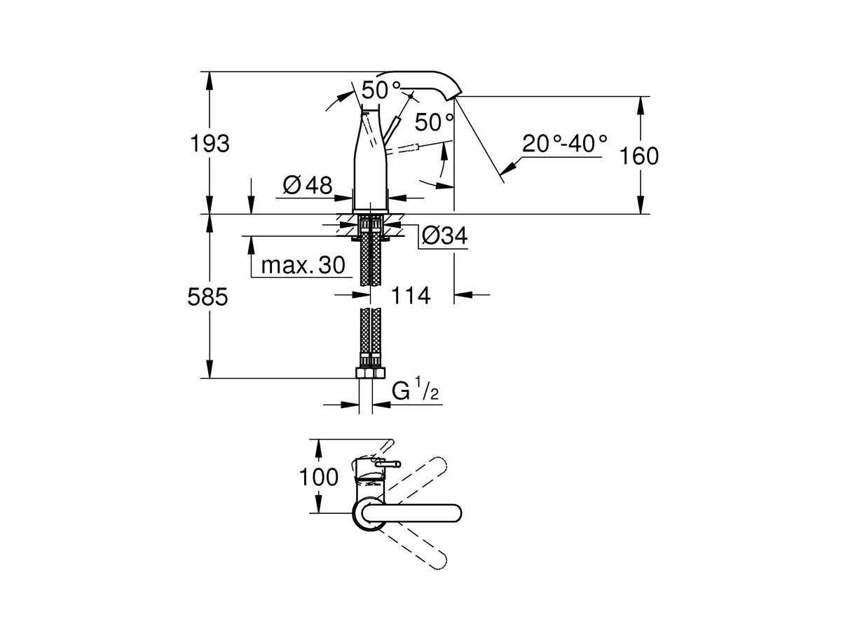 Reece GROHE Essence New Gooseneck Basin Mixer Tap Chrome (5 Star)