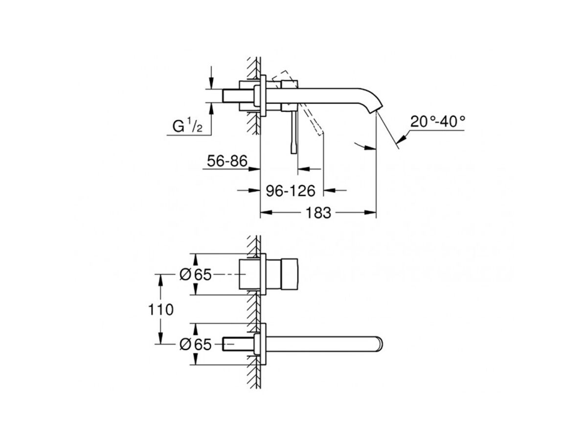 Reece GROHE Essence New Wall Basin Mixer Tap Set 180mm Front Of Wall Trim Set Only Chrome (5 Star)