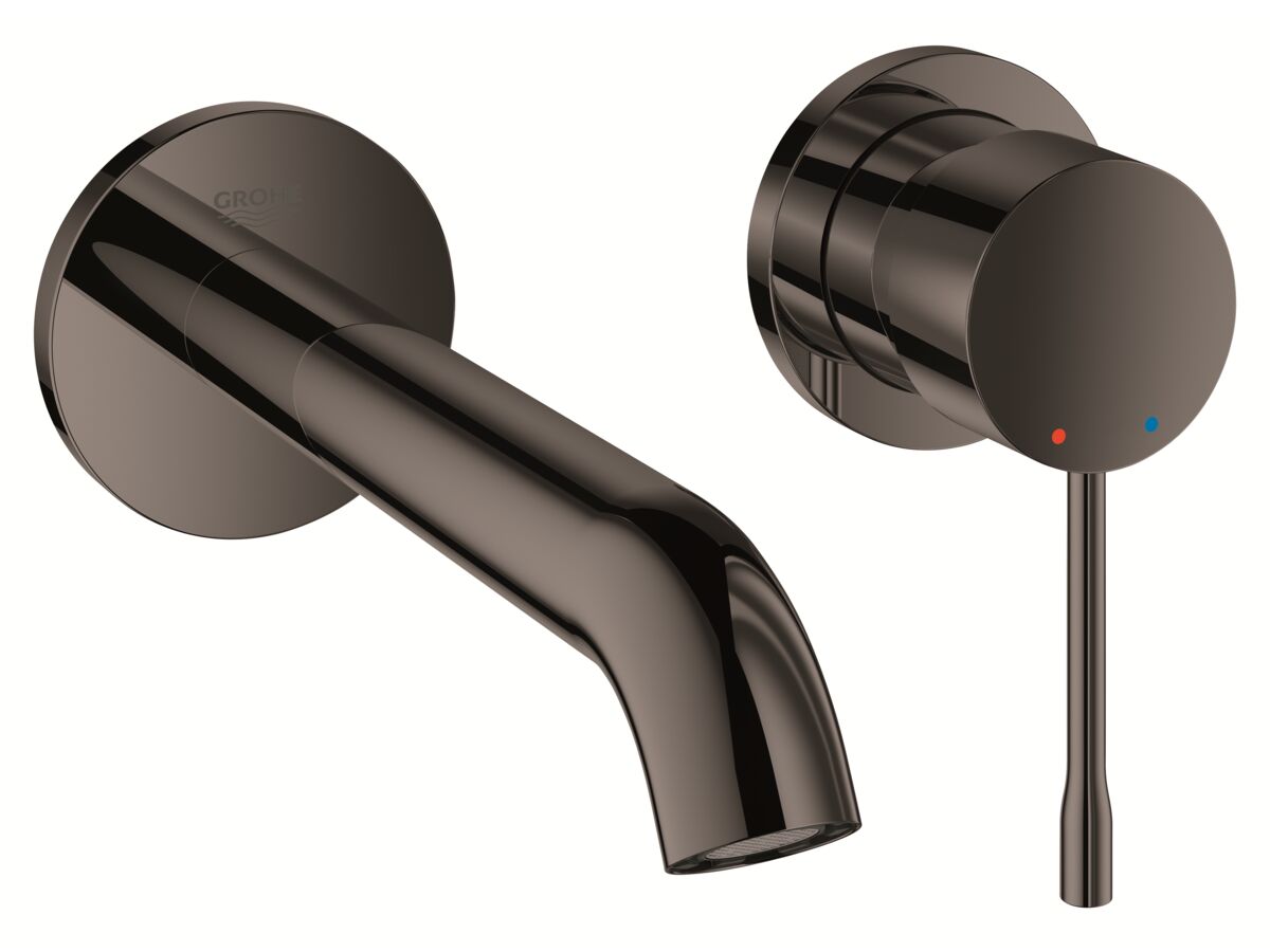 reece GROHE Essence New Wall Basin Mixer Tap Set 180mm Hard Graphite (5 Star)