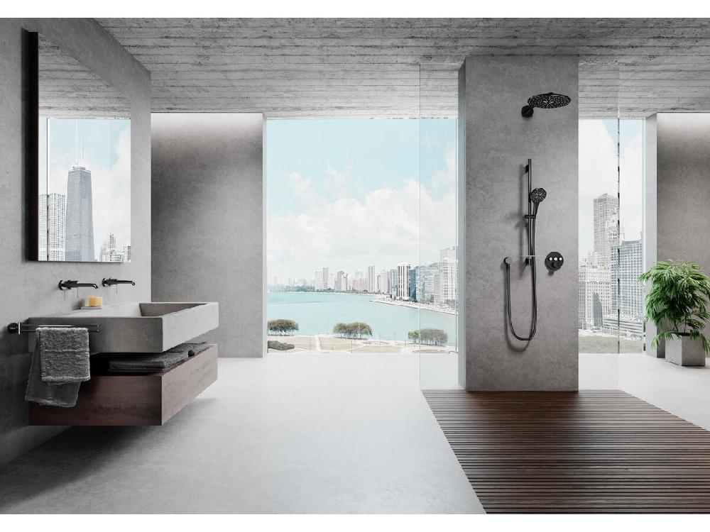 Reece GROHE Essence New Wall Basin Mixer Tap Set 230mm Hard Graphite (5 Star)