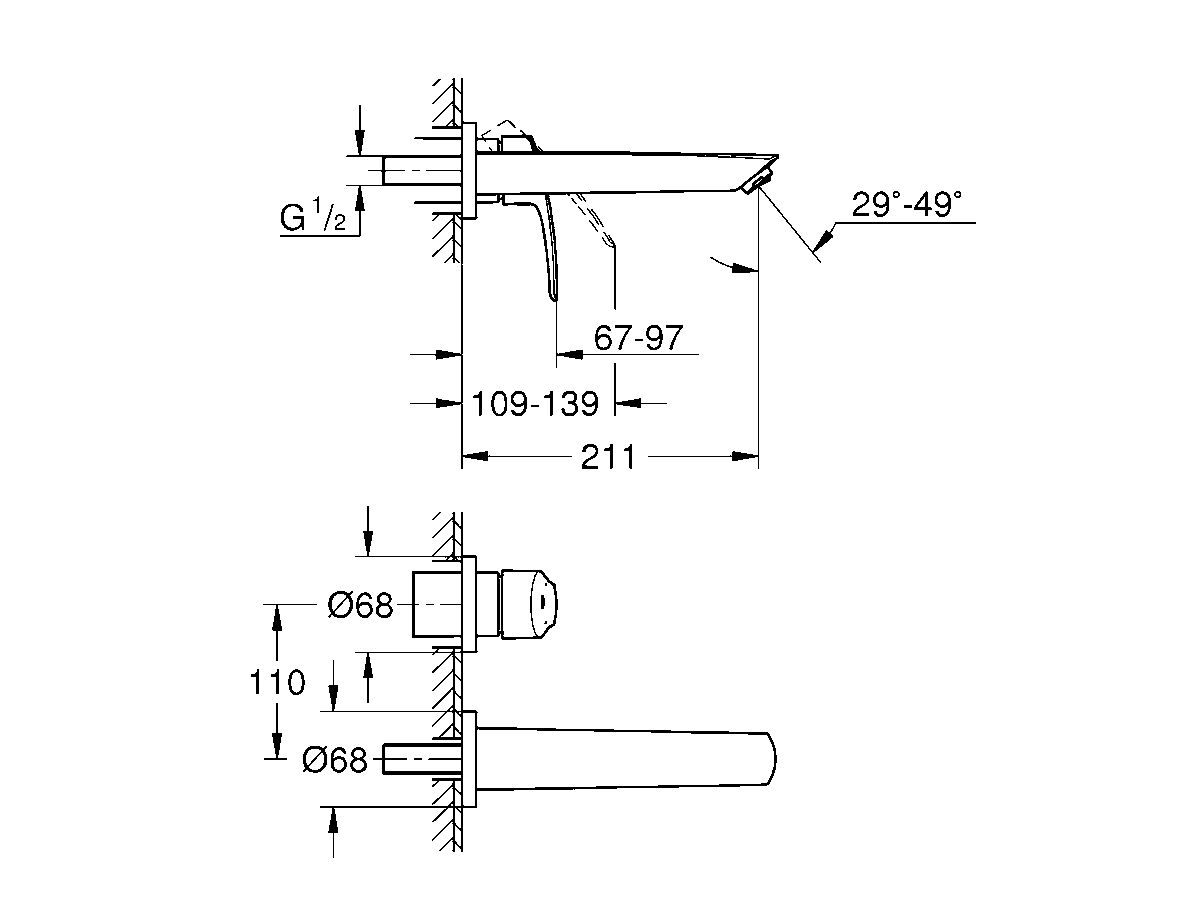 Reece GROHE Eurosmart New Wall Basin Kit Chrome Plated (5 Star)