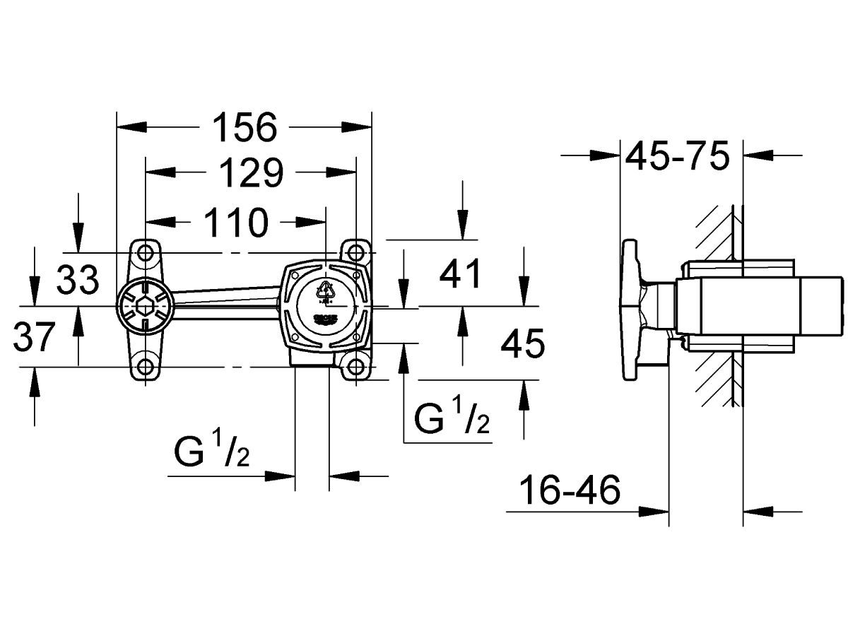 Reece GROHE Grandera Wall Basin Mixer Tap Set 177mm Chrome (5 Star)