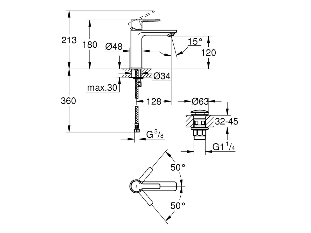 Reece GROHE Lineare New Basin Mixer Tap Chrome (5 Star)