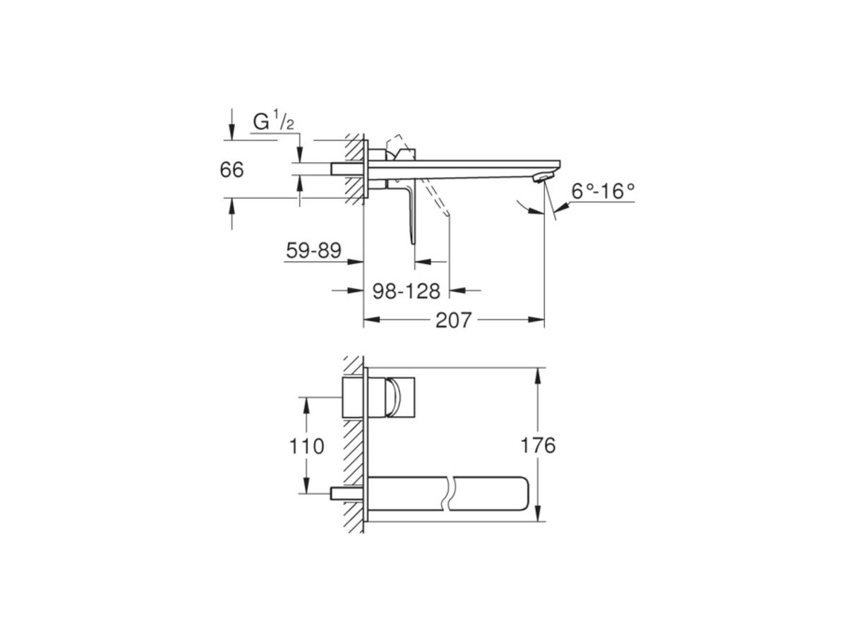 Reece GROHE Lineare New Wall Mount Bath Mixer 207 Trimset Chrome