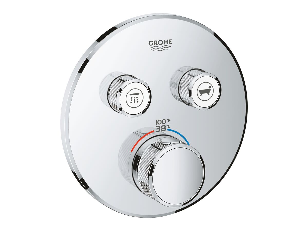 reece GROHE SmartControl Concealed Thermostatic 2 Button Kit with Install Body Round Chrome