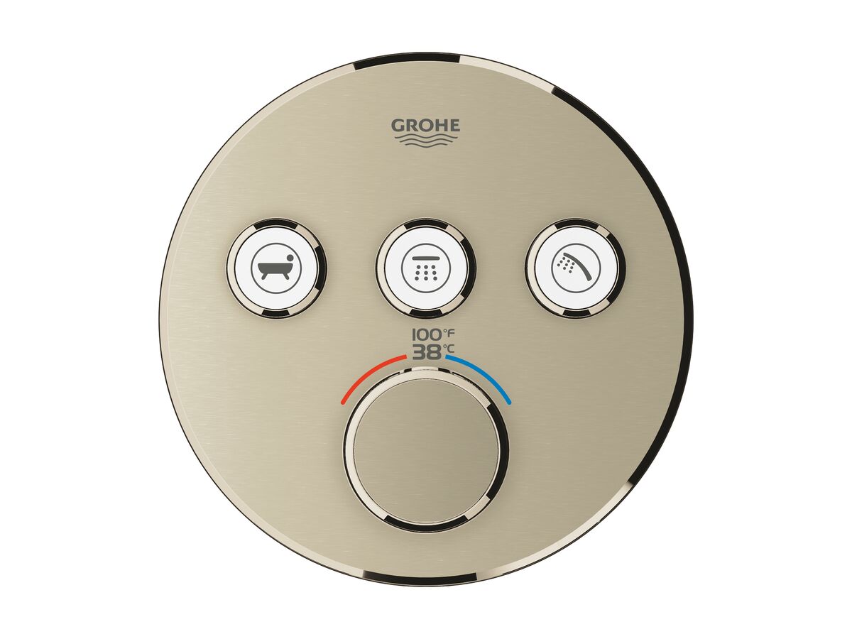 Reece GROHE SmartControl Concealed Thermostatic 3 Button Trimset Round Brushed Nickel