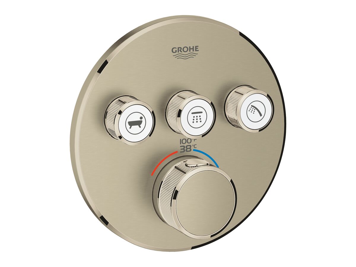 reece GROHE SmartControl Concealed Thermostatic 3 Button Trimset Round Brushed Nickel