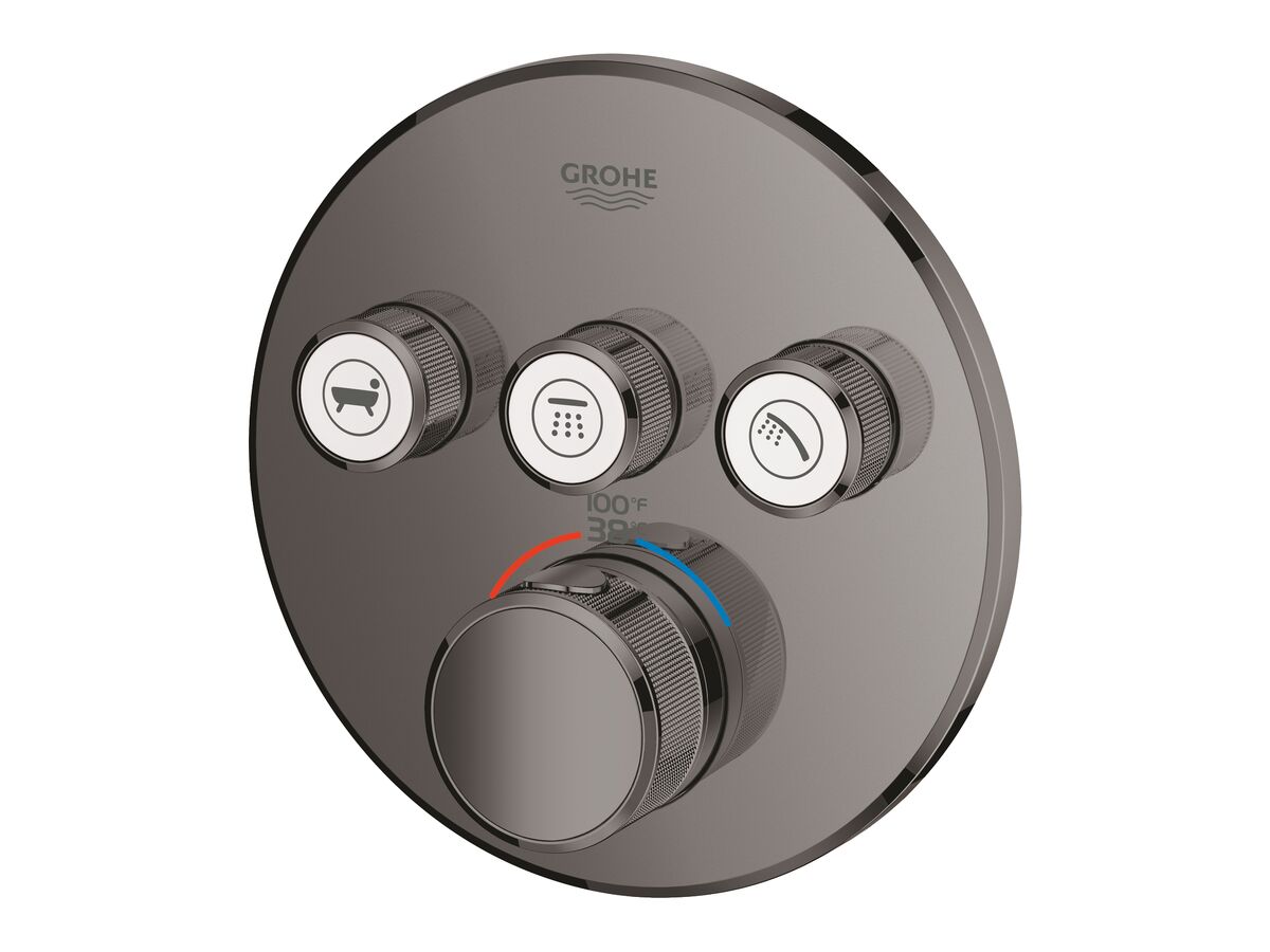 Reece GROHE SmartControl Concealed Thermostatic 3 Button Kit With Install Body Round Hard Graphite