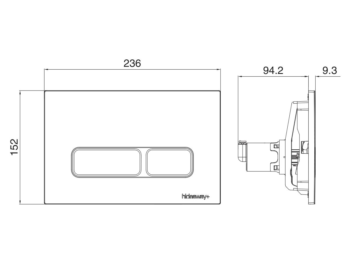 Reece Hideaway+ Rectangle Button/Plate Inwall ABS Brushed Brass